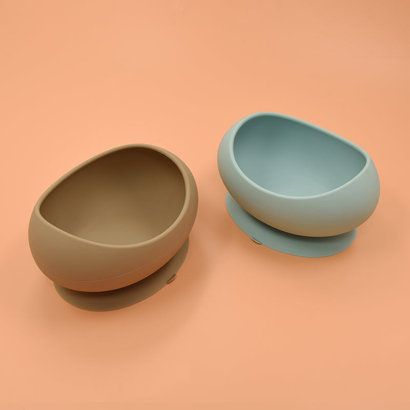 Biomom Baby Silicone Oval Suction Bowl - Dusty Rose