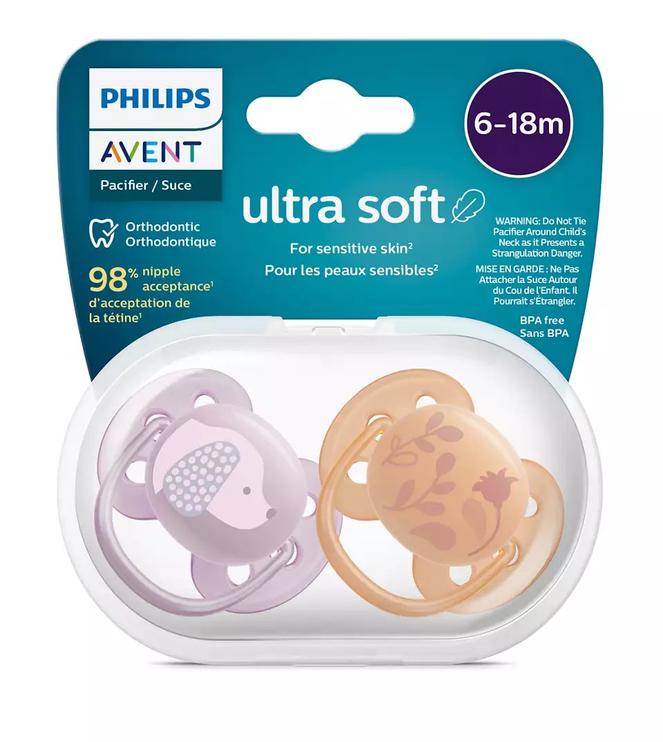 Philips Avent Ultra Soft Pacifiers, 2pk - 6-18M (2 Designs) - Pupsik Singapore