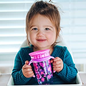 Nuby 360 Edge Printed 2-Stage Drinking Rim Tritan Cup, 300ml (3 Designs)