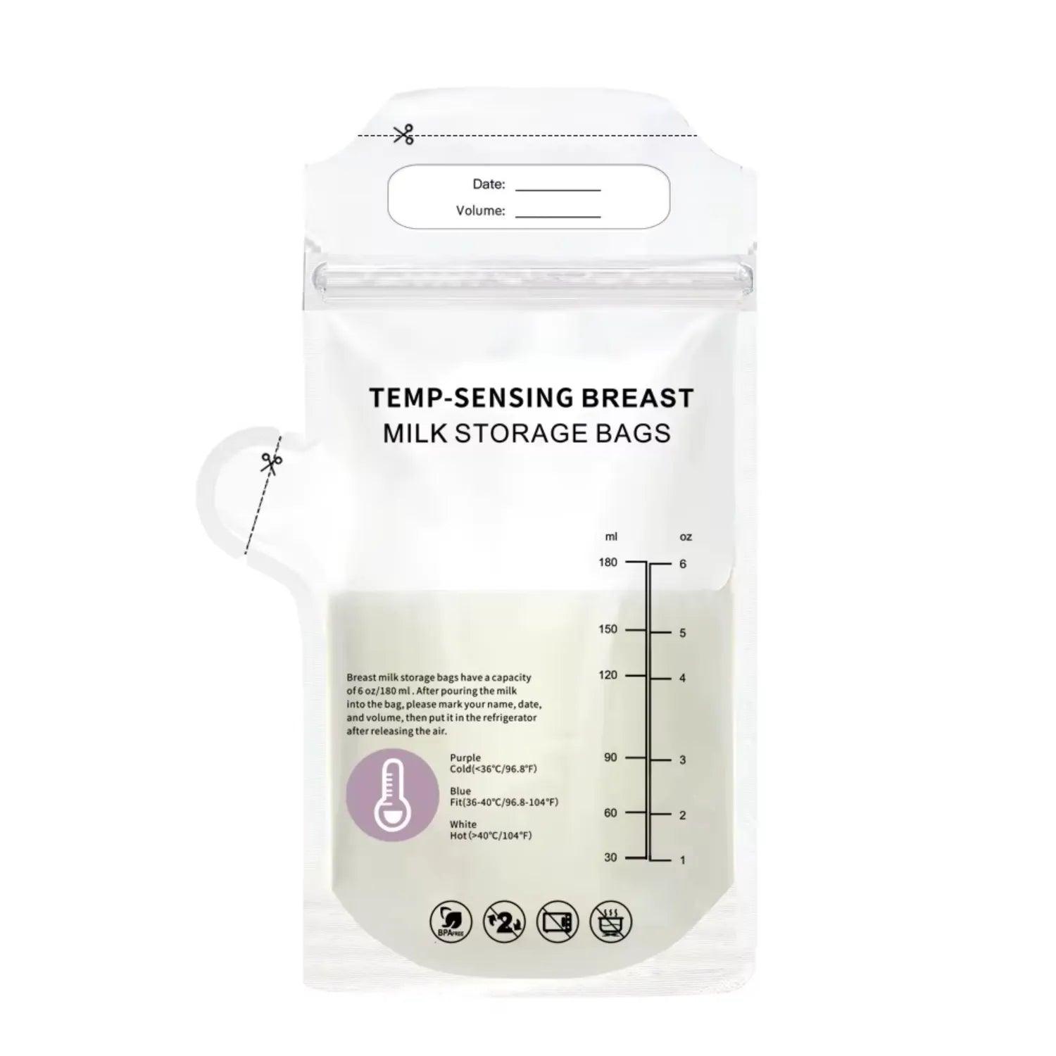 MPJ Temp-Sensing Breast Milk Storage Bags, 180ml (30pcs) - Pupsik Singapore