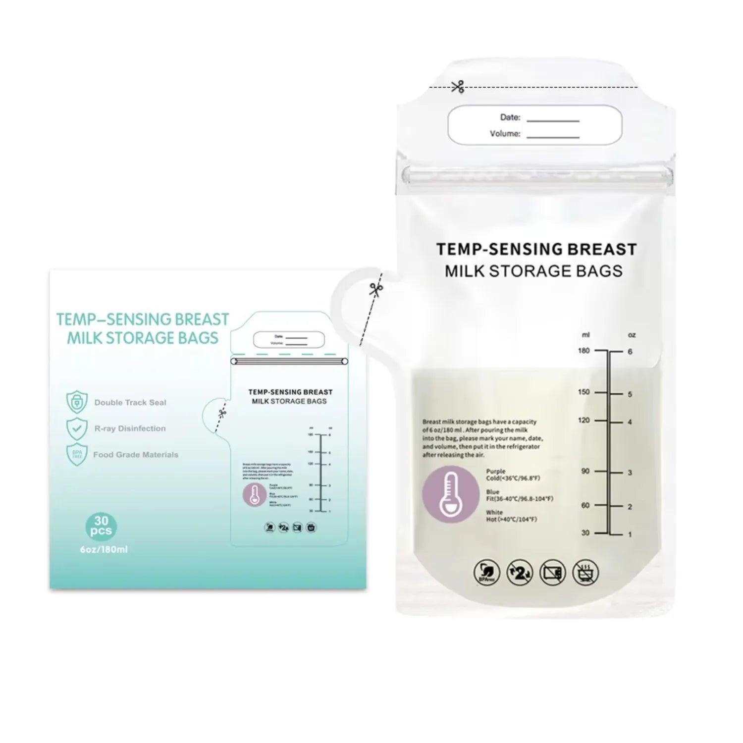 MPJ Temp-Sensing Breast Milk Storage Bags, 180ml (30pcs) - Pupsik Singapore