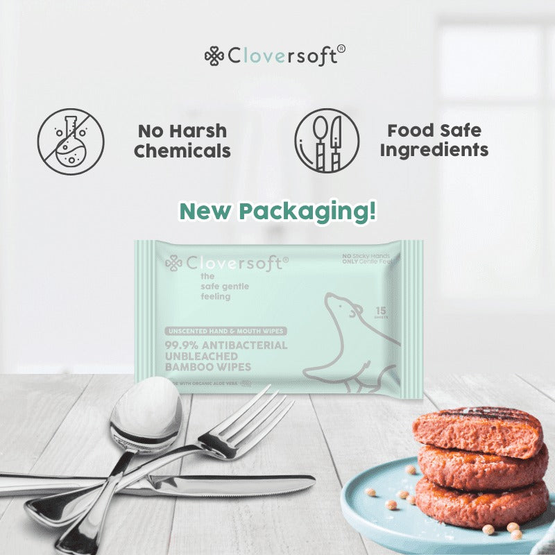 Cloversoft Plant-Based Unbleached Bamboo Organic Antibacterial Wipes (10x15=150 sheets) - Exp 05/28