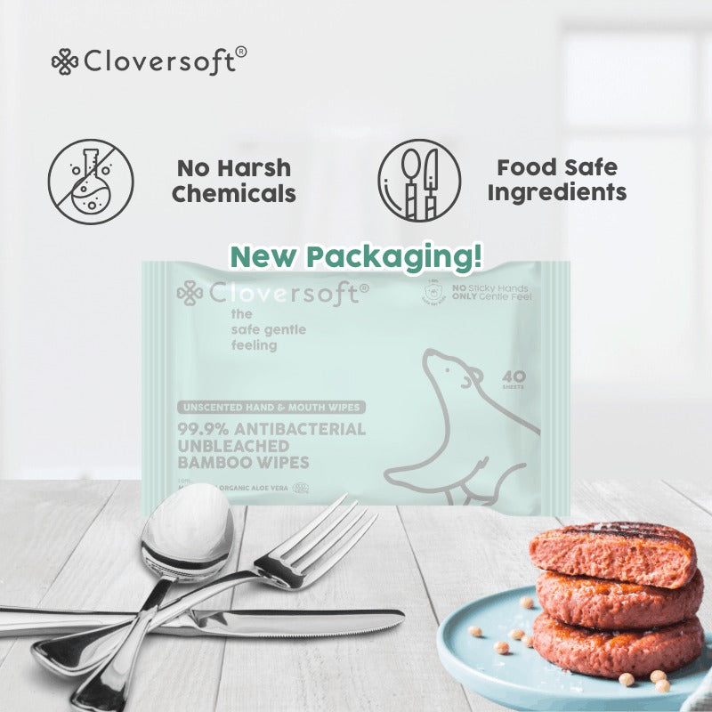 Cloversoft Plant-Based Unbleached Bamboo Organic Antibacterial Wipes (10pks x 40 sheets) - Exp 10/28