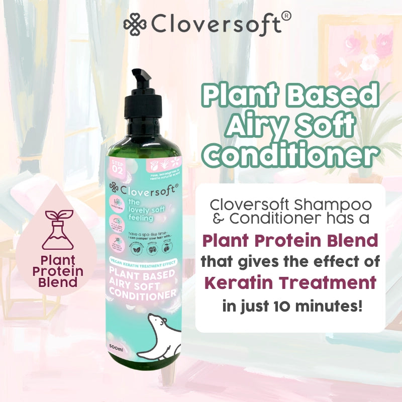 Cloversoft Plant-Based Airy Soft Hair Conditioner, 500ml - Rose, Vanilla & Lemongrass (Exp 11/28) - Pupsik Singapore