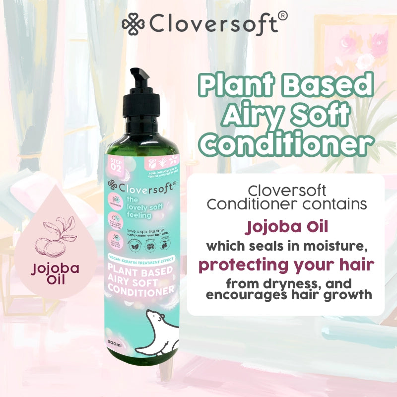 Cloversoft Plant-Based Airy Soft Hair Conditioner, 500ml - Rose, Vanilla & Lemongrass (Exp 11/28)