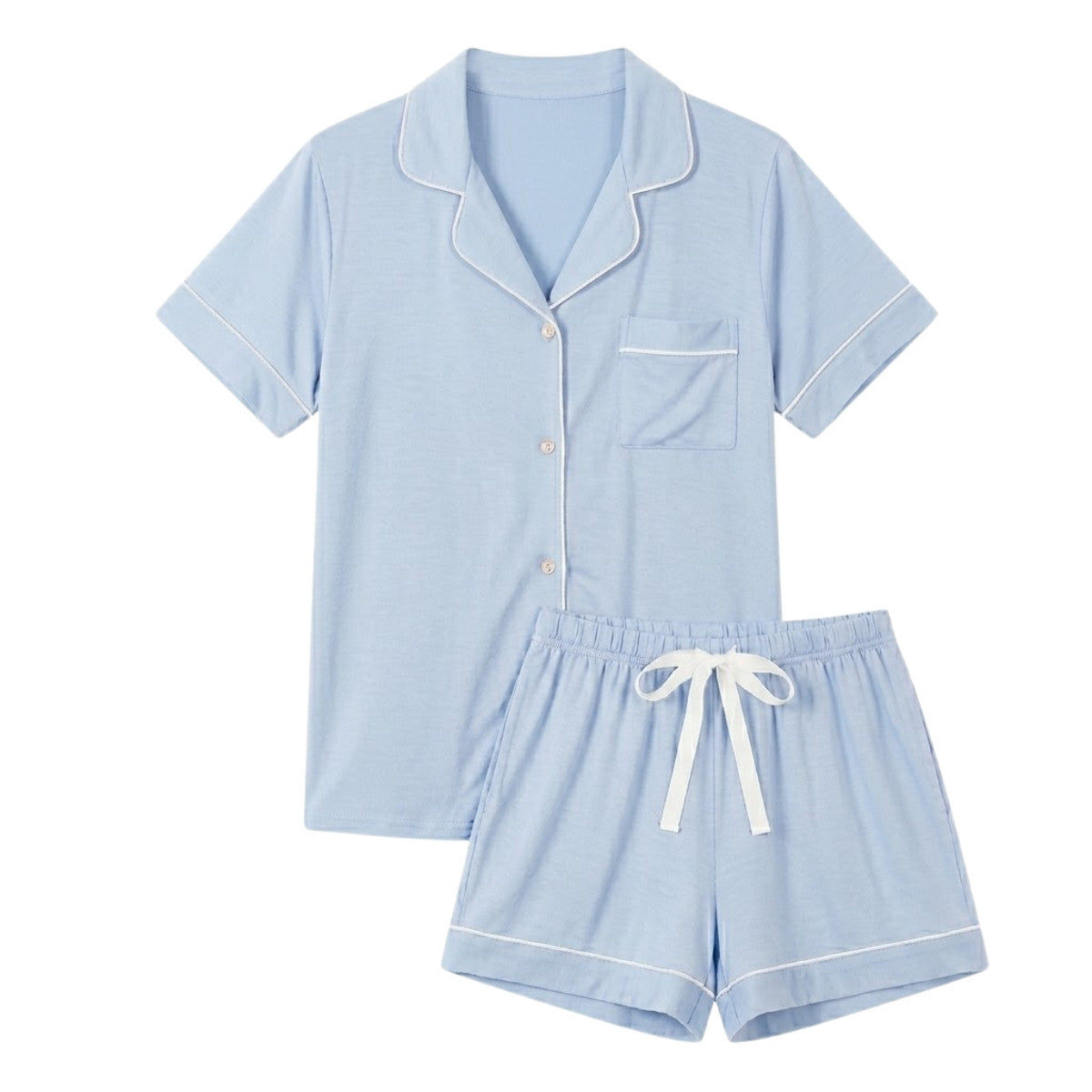 MPJ Alaise Women's Bamboo Pyjamas Short Set – Sky Blue (3 Sizes) - Pupsik Singapore
