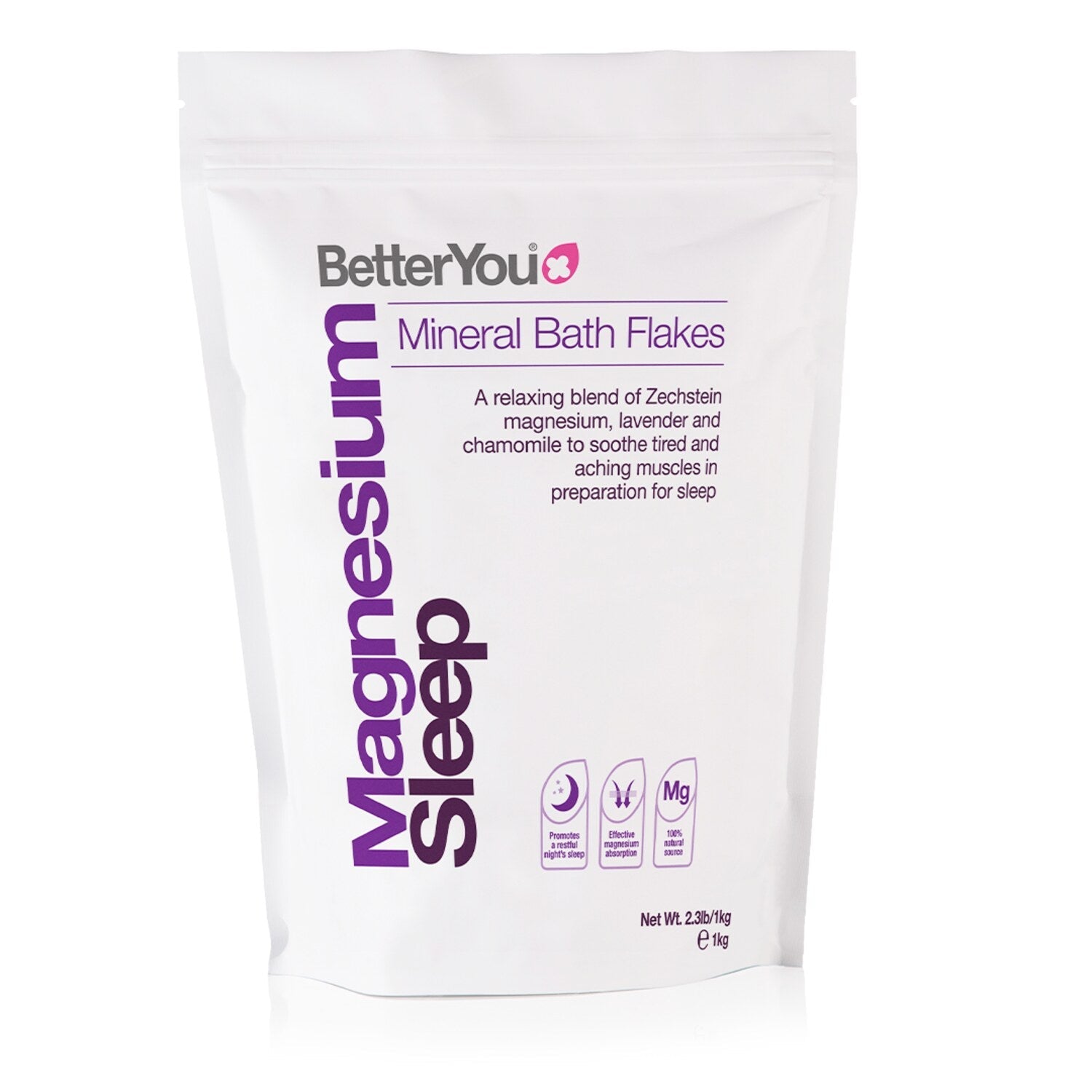 BetterYou Magnesium Sleep Mineral Bath Flakes 1kg front product image