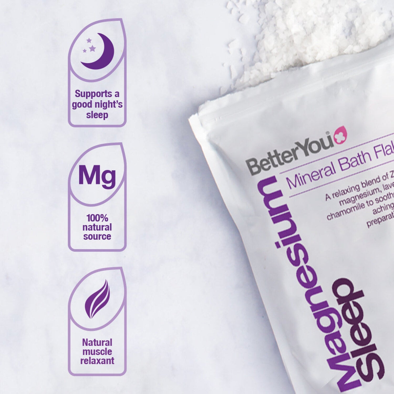 BetterYou Magnesium Sleep Mineral Bath Flakes benefits