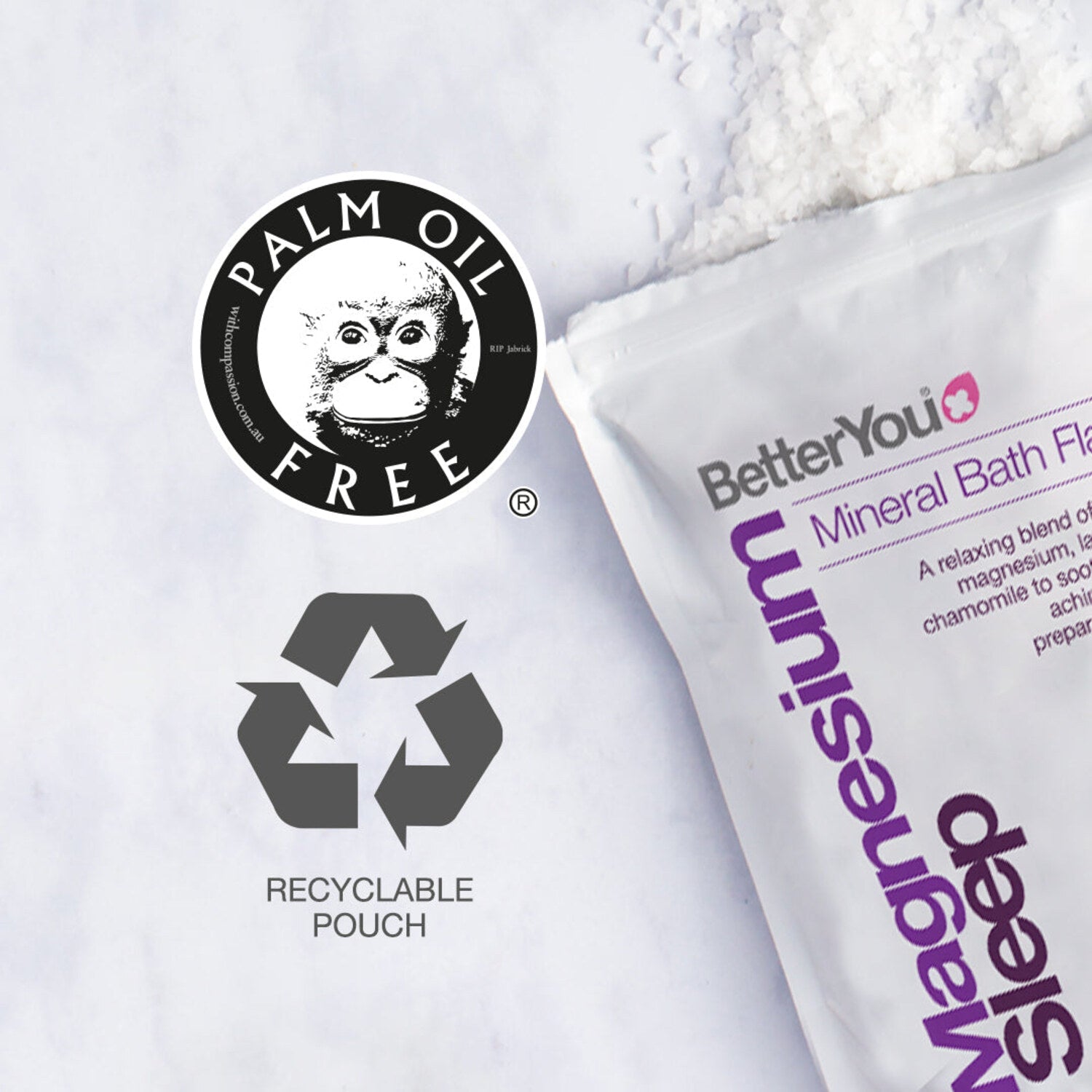 BetterYou Magnesium Sleep Mineral Bath Flakes sustainable packaging