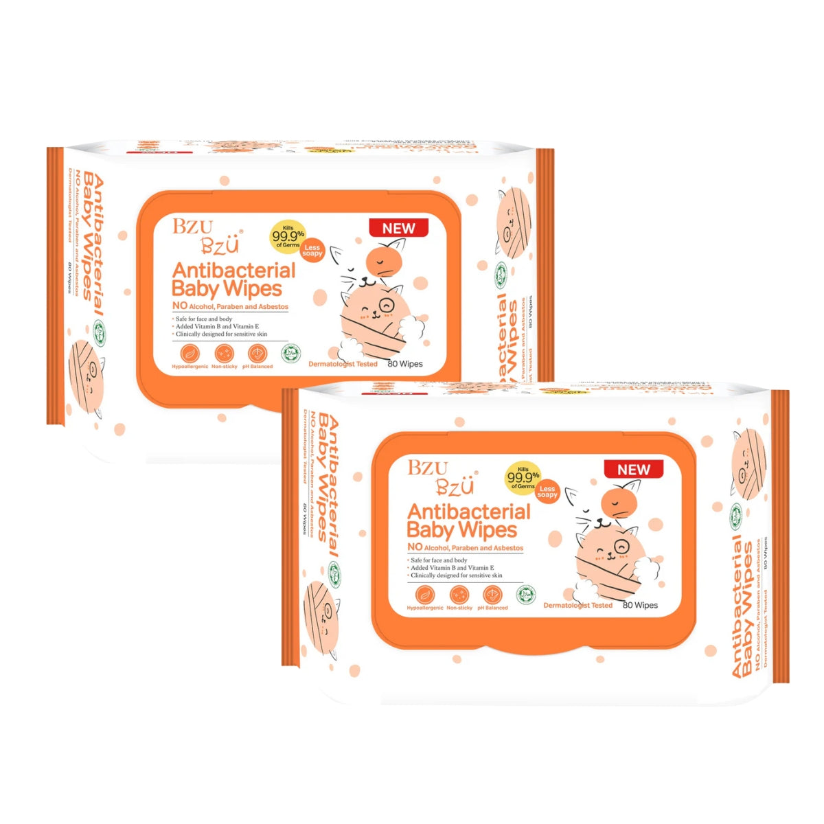 BZU BZU Antibacterial Baby Wet Wipes, 2 x 80s (Exp 10/26)