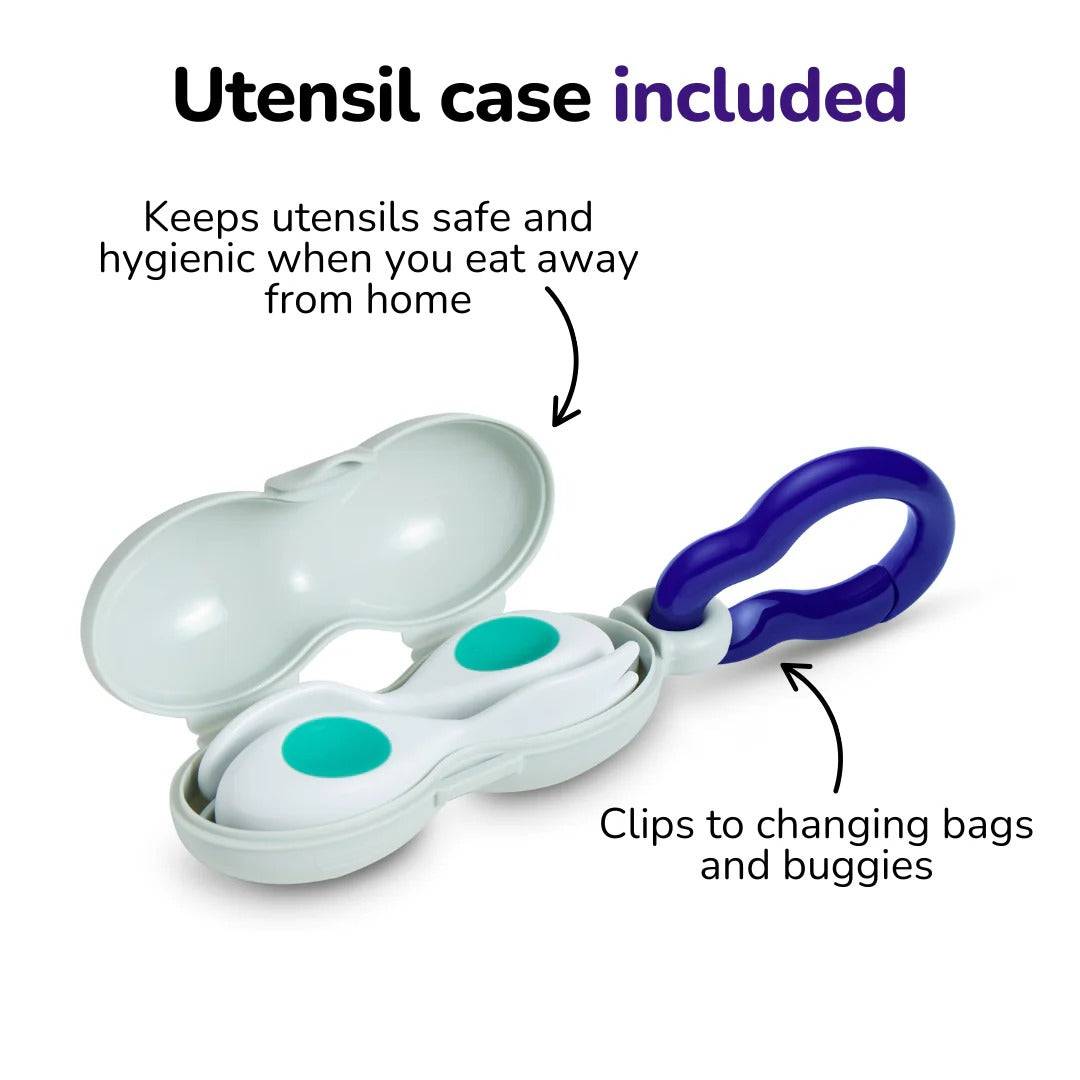 Doddl Baby Fork & Spoon Cutlery Set with Case (6M+) - Dusky Rose