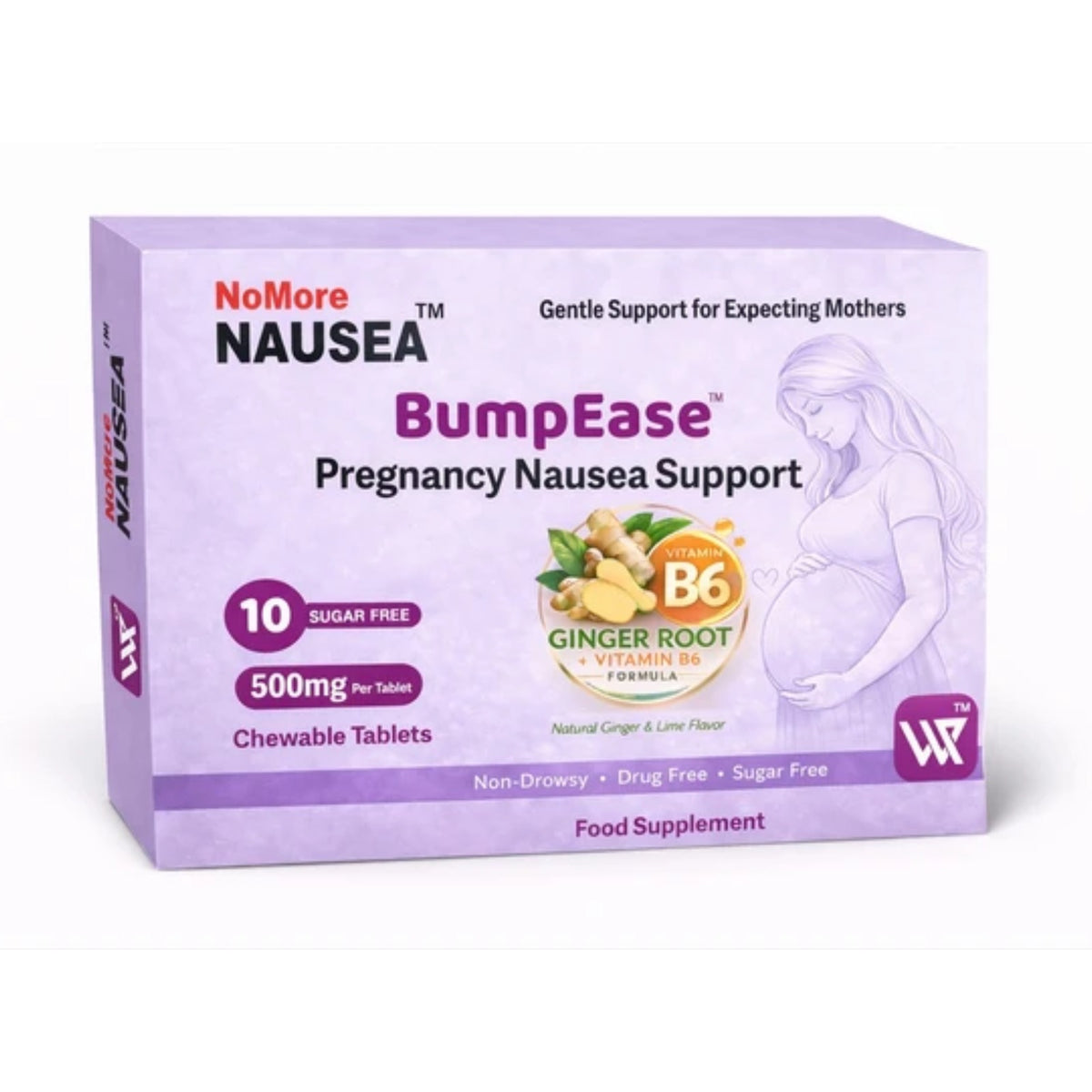 NoMore Nausea BumpEase Pregnancy Nausea Support Chewable Tablets (2 Sizes) - Pupsik Singapore