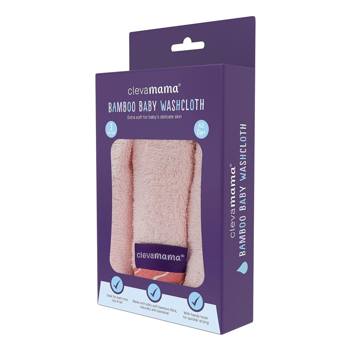 Clevamama Bamboo Baby Washcloth Set, 3pk (4 Colours) - Pupsik Singapore