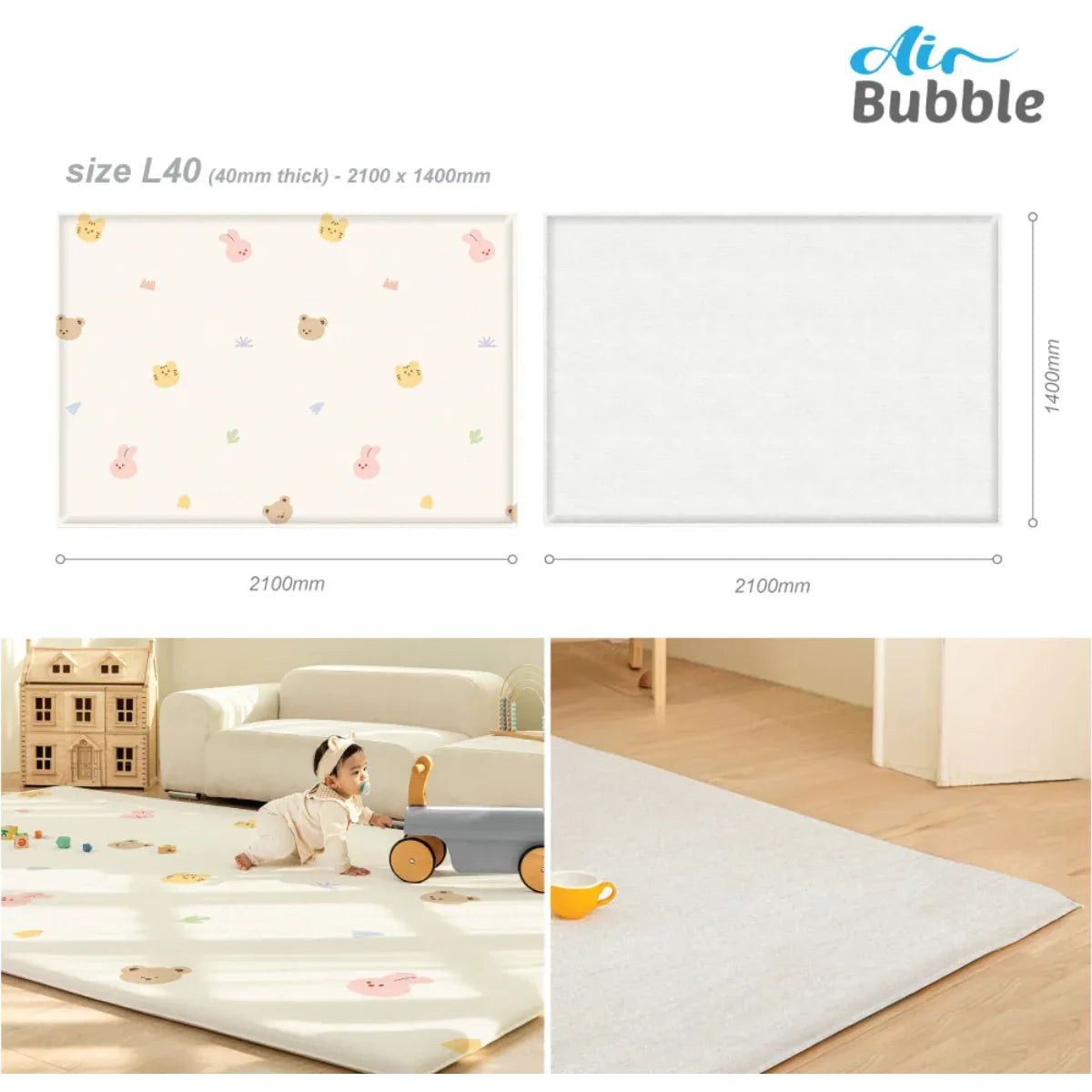Parklon Air Bubble Playmat - Coco Bear (L40) - Pupsik Singapore