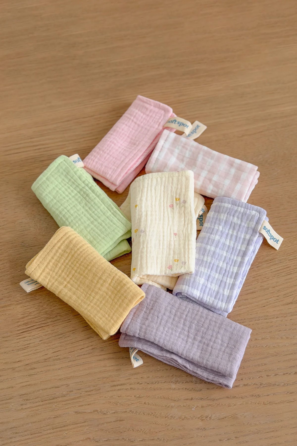 Soft Spot Squares Wash Cloth Set, 7pcs (6 Designs)
