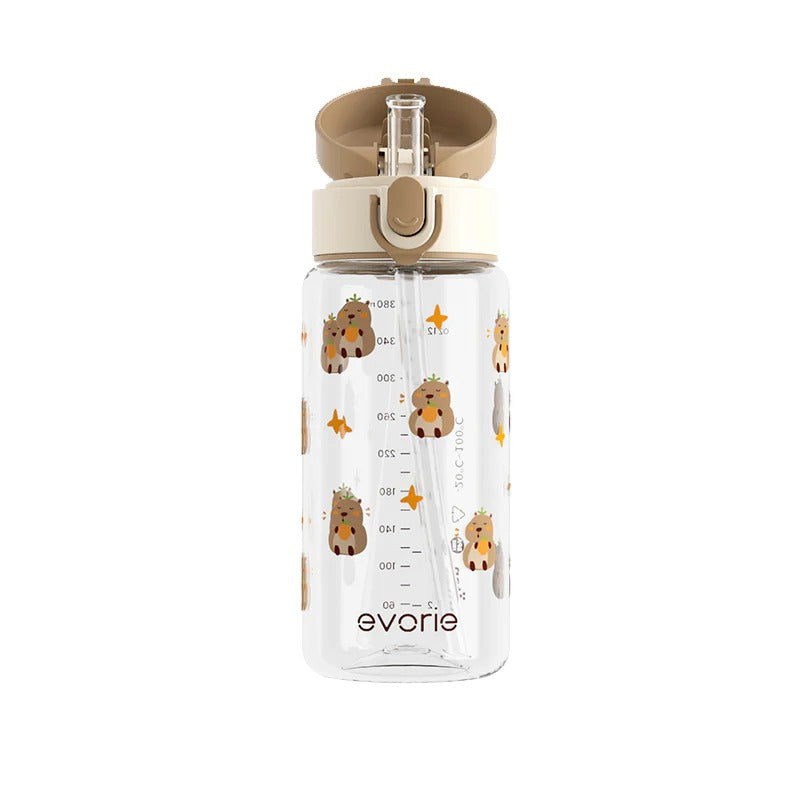 Evorie Tritan Kids Straw Water Bottle, 380ml (6 Designs)