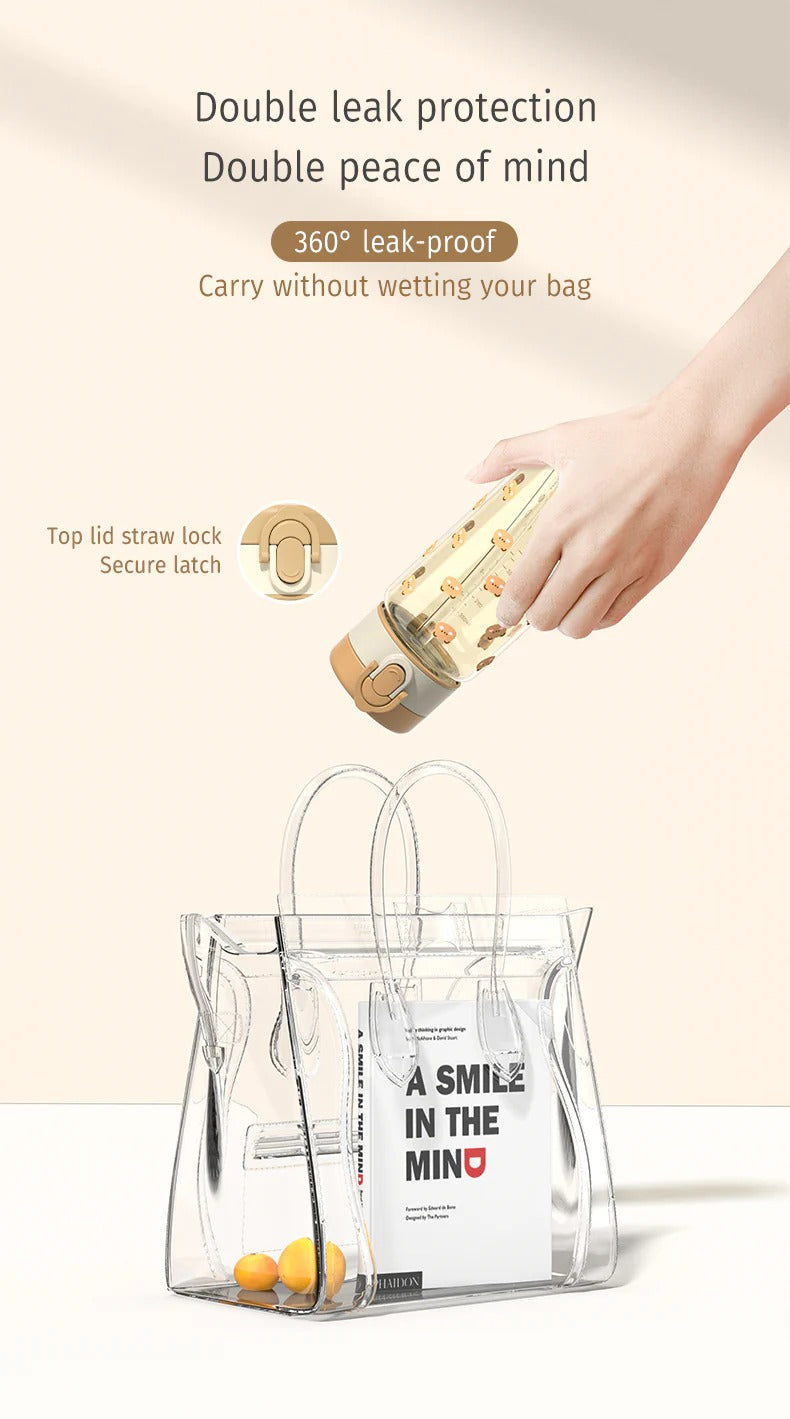 Evorie Tritan Kids Straw Water Bottle, 380ml (6 Designs)