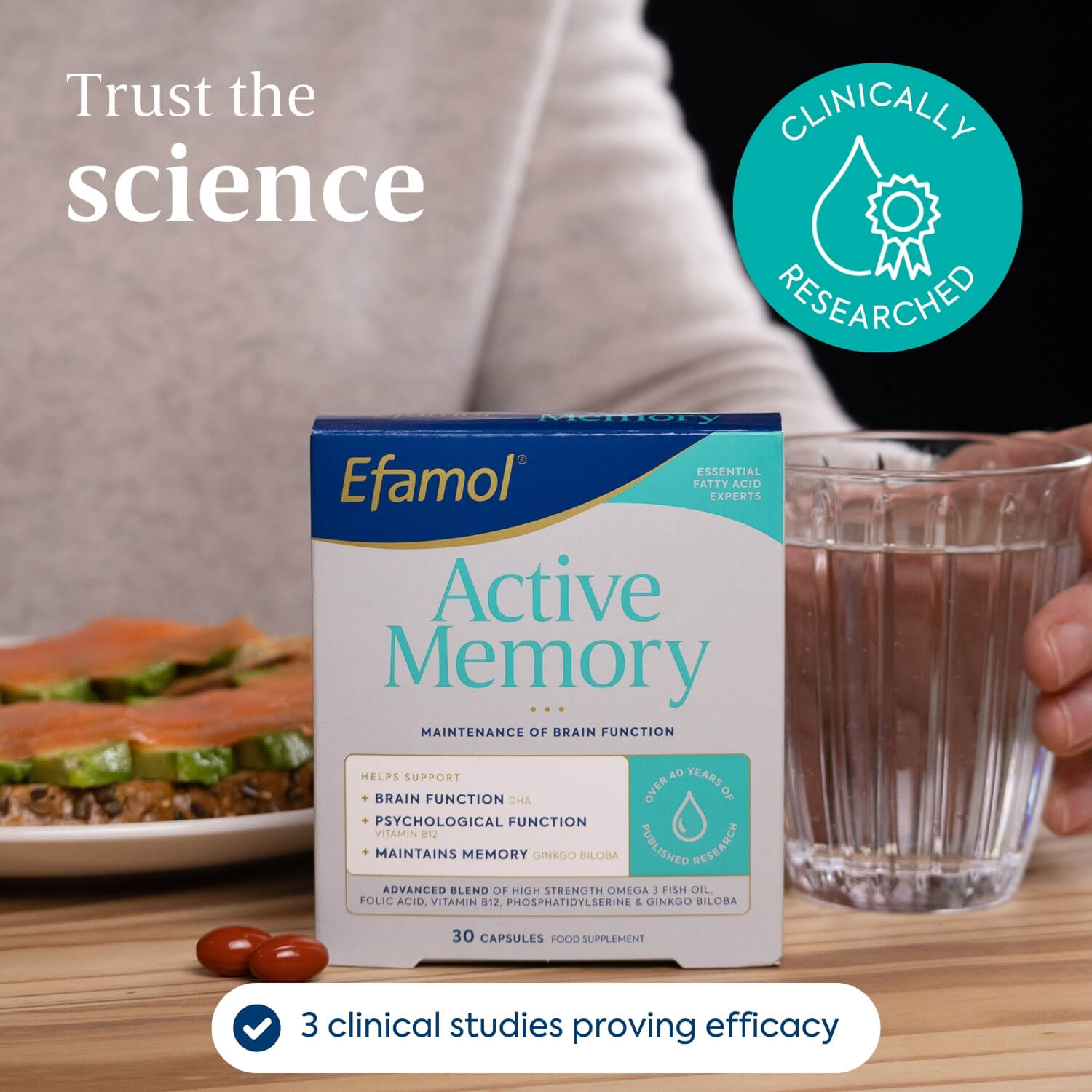 Efamol Active Memory Supplements for Maintenance of Brain Function, 30 Capsules (Exp 01/27)
