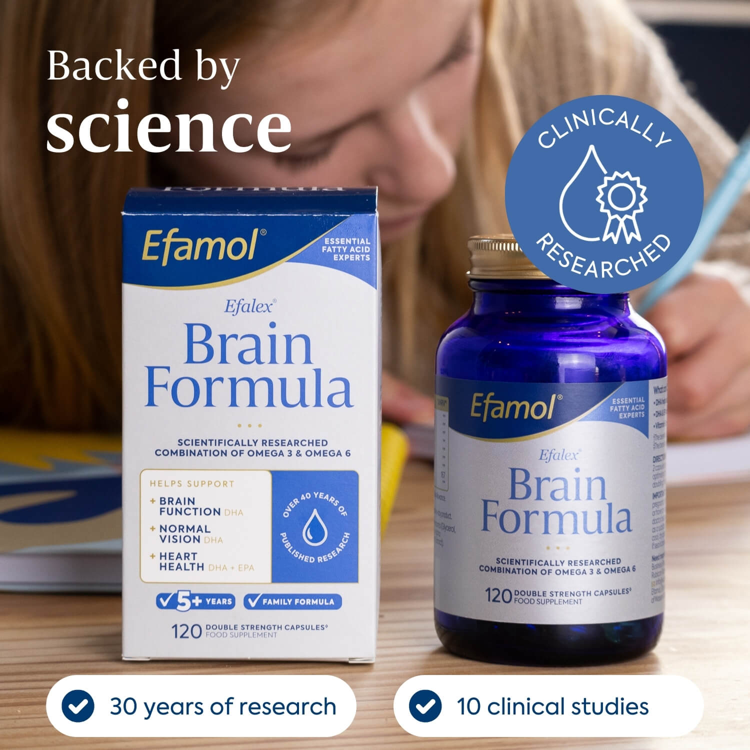 Efamol Efalex Brain Formula Omega 3 Fish Oil & Omega 6 Evening Primrose Oil (2 Sizes)