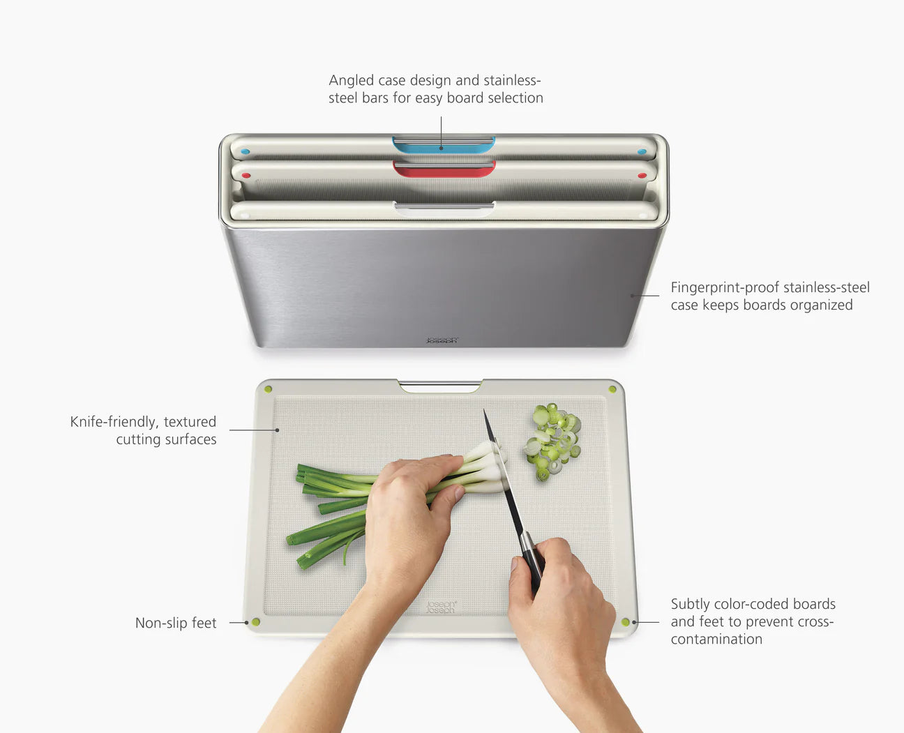 Joseph Joseph Folio Steel 3/4-piece Chopping Board Set (3 Colors)