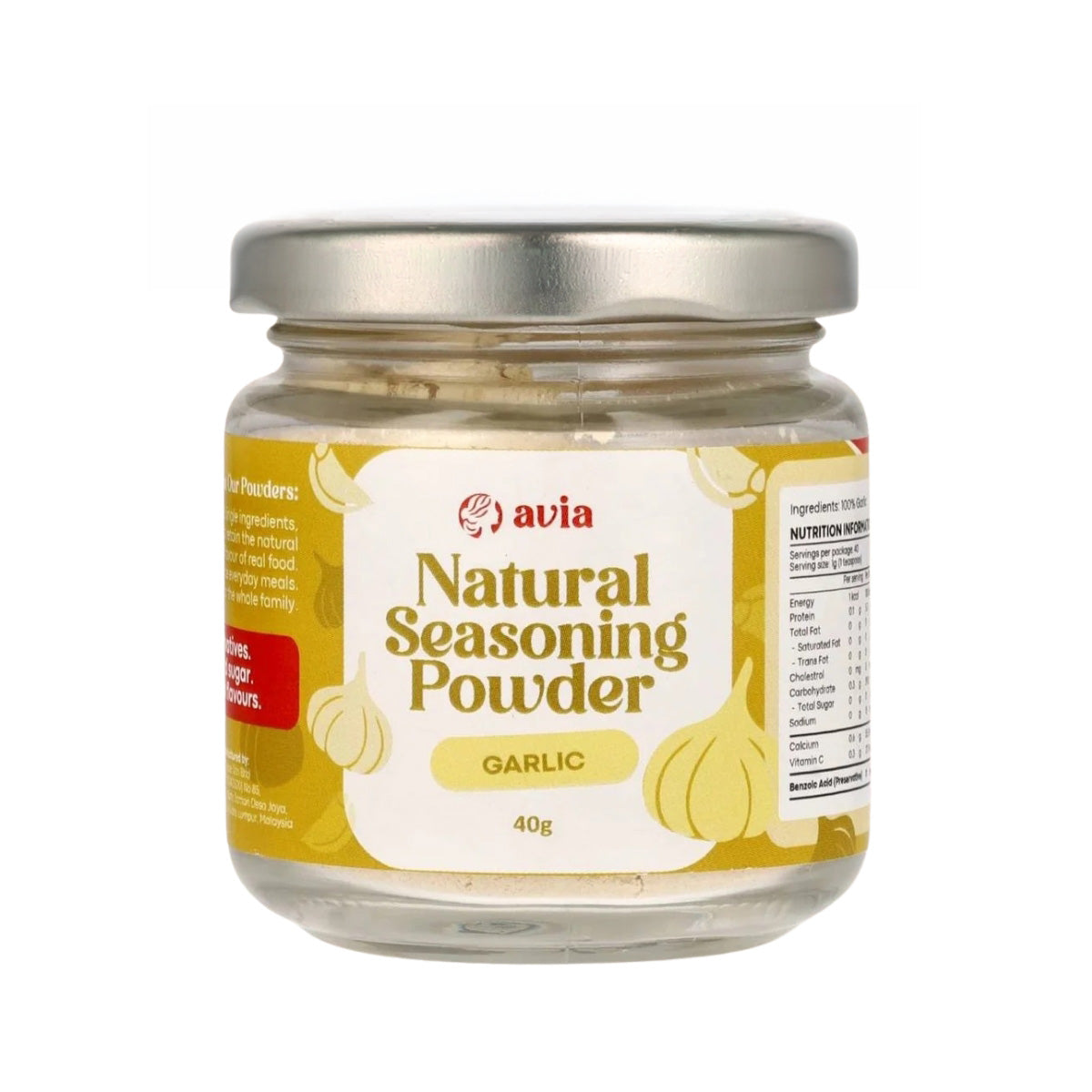 AVIA Garlic Natural Seasoning Powder, 40g (Exp 01/28) | SG Homemade