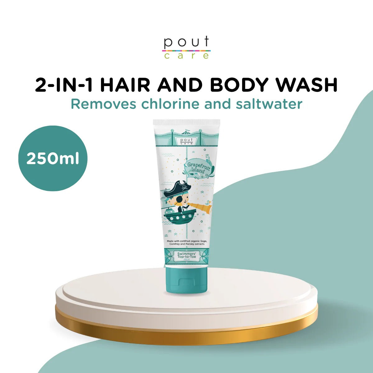 pout Care Grapefruit Island Swimmers' Top-to-Toe Hair & Body Wash, 250ml (Exp 10/28)