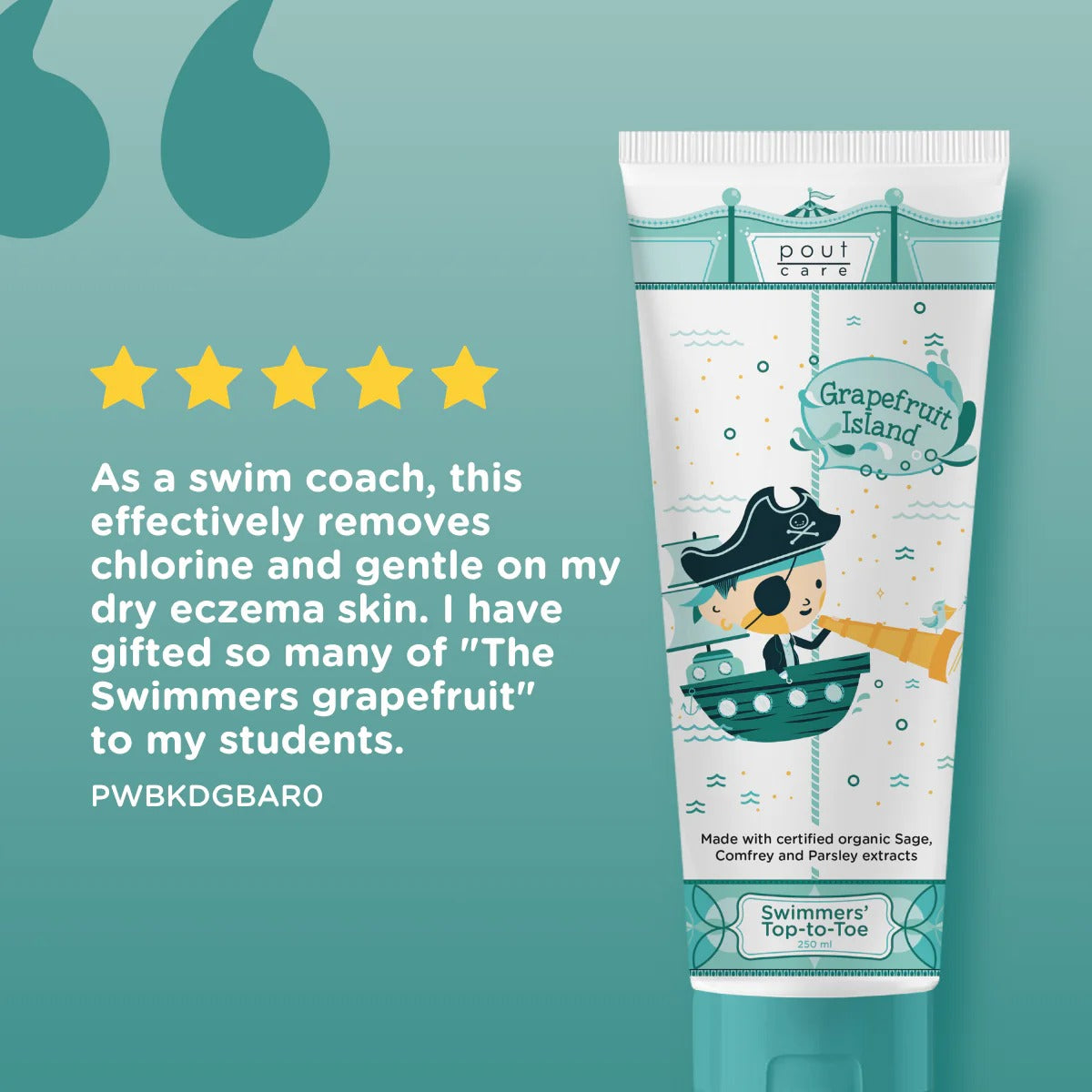 pout Care Grapefruit Island Swimmers' Top-to-Toe Hair & Body Wash, 250ml (Exp 10/28)