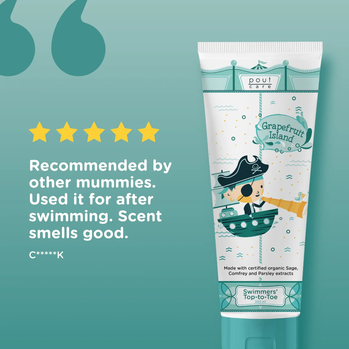 pout Care Grapefruit Island Swimmers' Top-to-Toe Hair & Body Wash, 250ml (Exp 10/28)