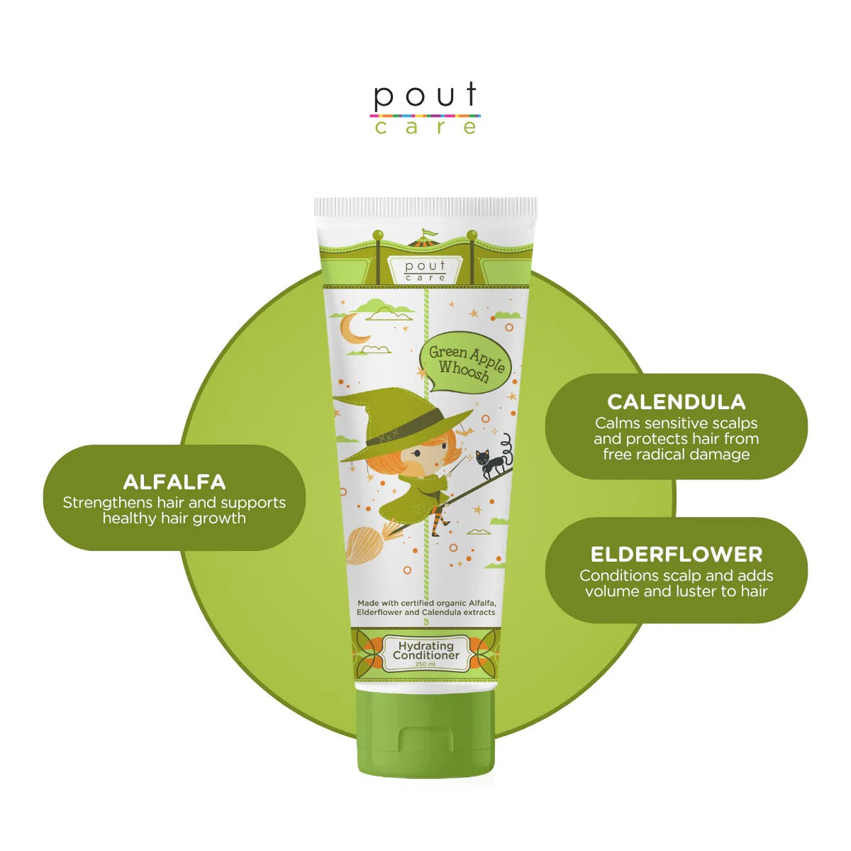 pout Care Green Apple Whoosh Hydrating Conditioner, 250ml (Exp 06/29)