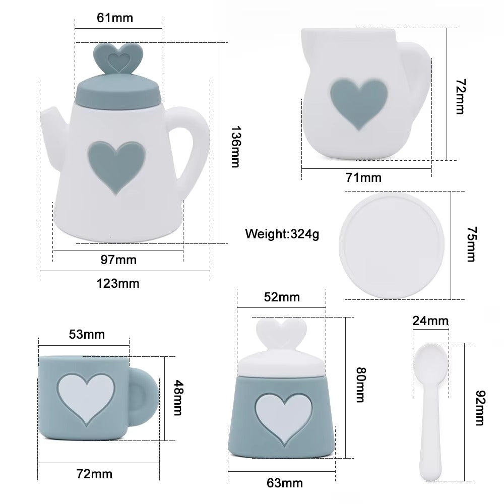 Biomom Silicone Pretend Play Tea Pot Set (Pink)