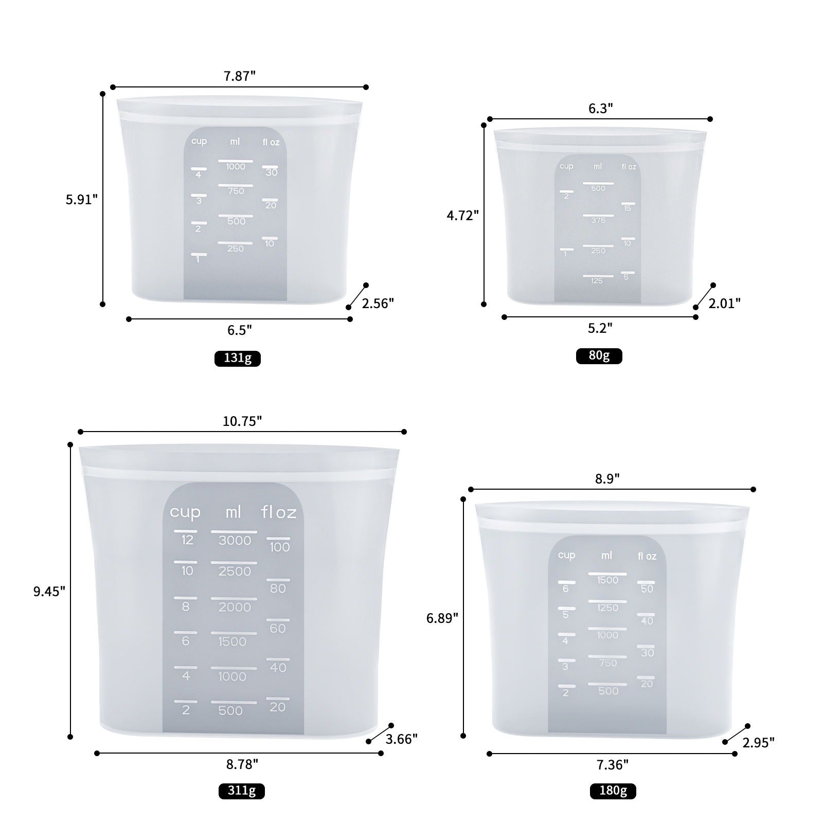 Biomom Stand-Up Silicone Food Storage Bags, 2pk (2 Sizes)