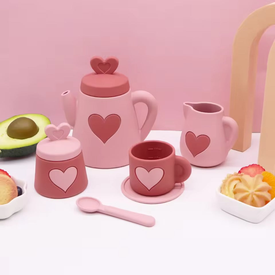 Biomom Silicone Pretend Play Tea Pot Set (Pink)