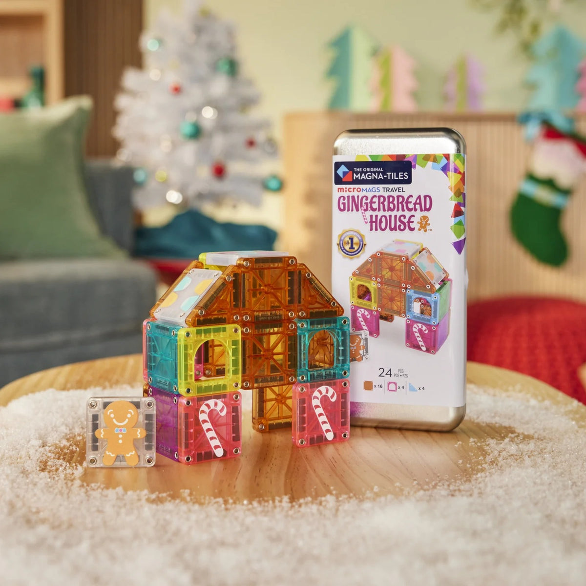 Magna-Tiles microMAGS Gingerbread House Travel Set, 24pcs - Pupsik Singapore