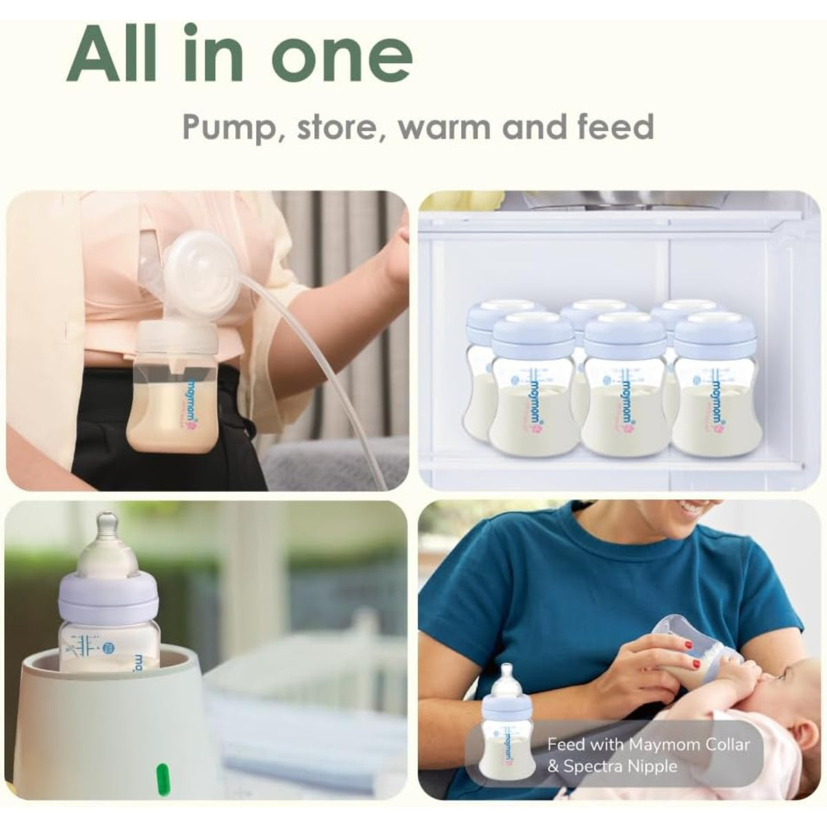 Maymom Pump Parts Set for Spectra with Base Connector, 5-in-1 & 7-in-1 Set (3 Types) | Flange Not Included