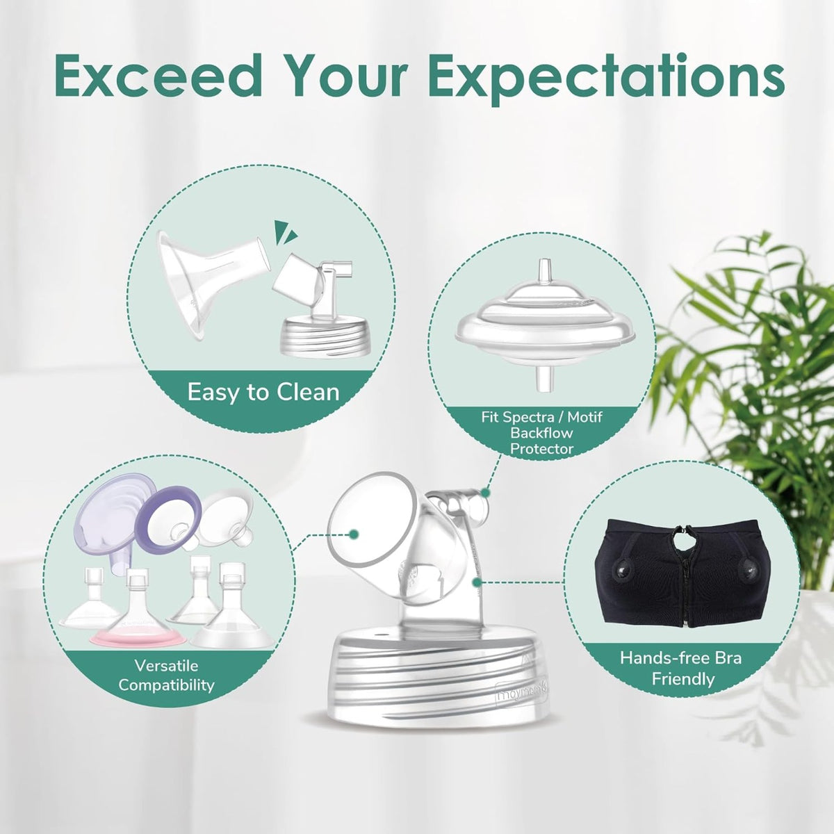 Maymom Pump Parts Set for Spectra with Base Connector, 5-in-1 & 7-in-1 Set (3 Types) | Flange Not Included