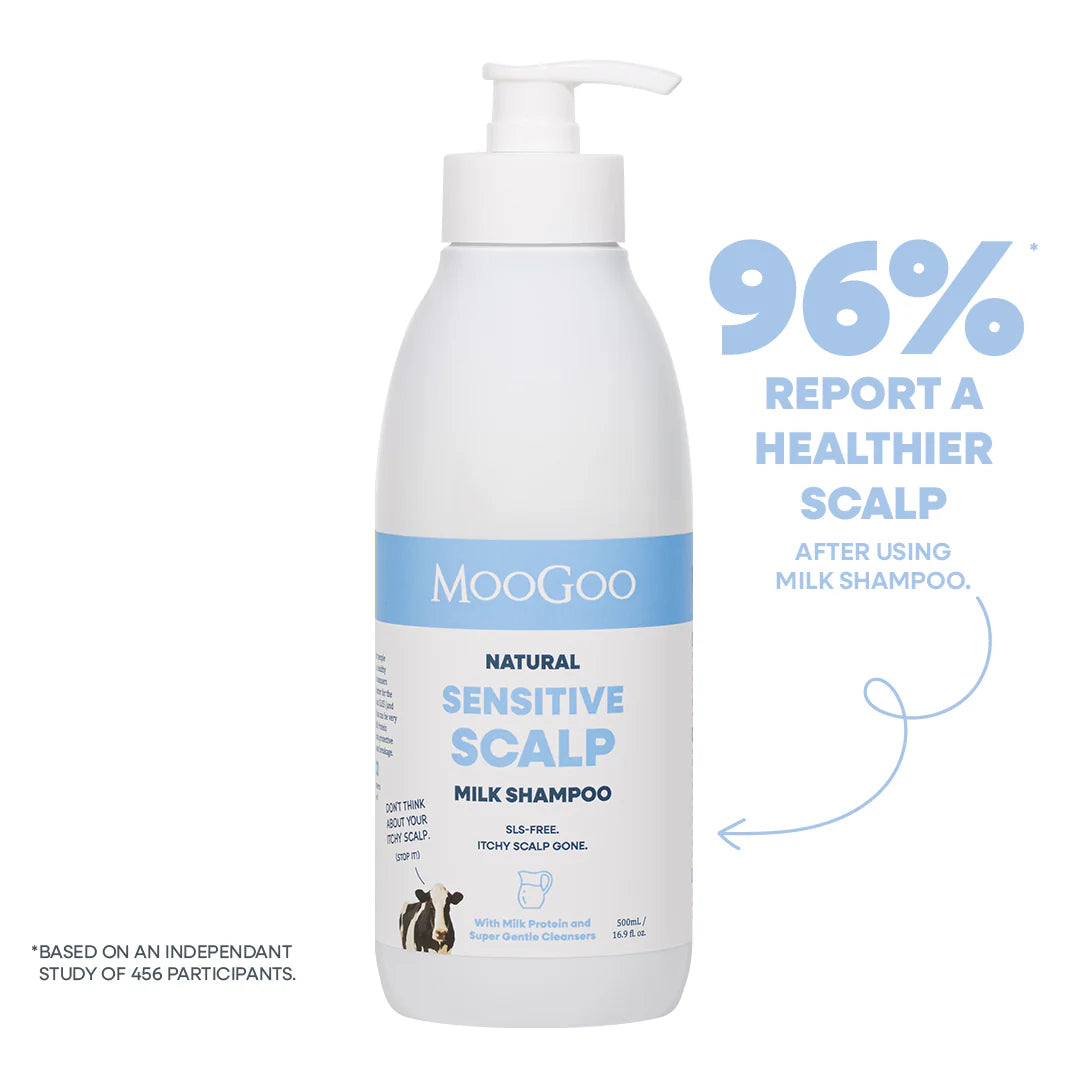 MooGoo Natural Sensitive Scalp Milk Shampoo, 500ml (Exp 09/26) - Pupsik Singapore