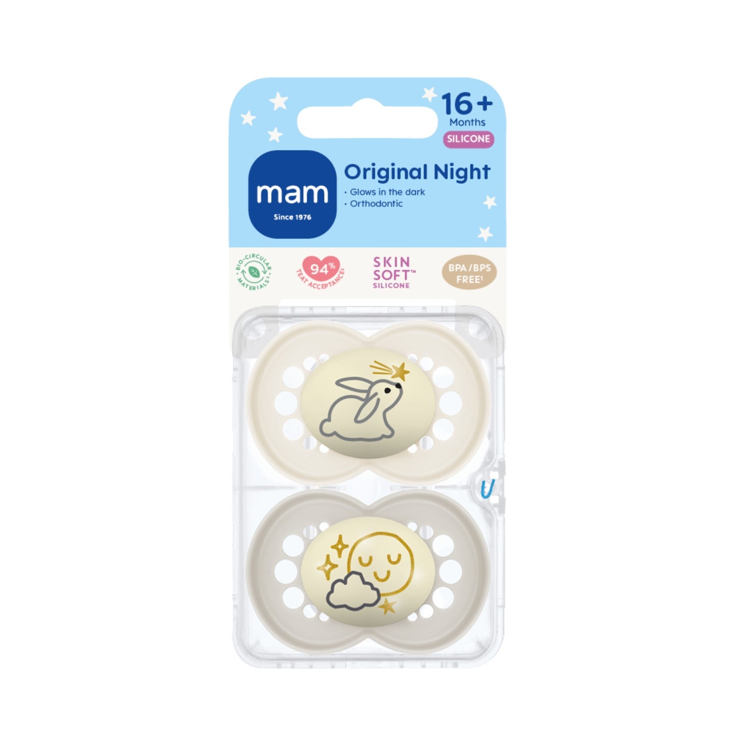 MAM Original Pacifier with Case, 2pk (16M+) - 3 Assorted Designs