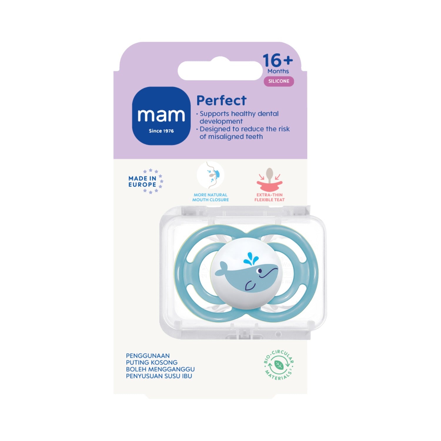 MAM Perfect Pacifier with Case, 16M+ (3 Assorted Designs)