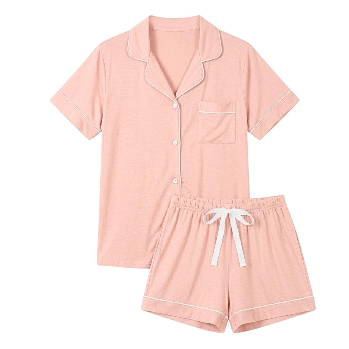 MPJ Alaise Women's Bamboo Pyjamas Short Set – Blush (4 Sizes) - Pupsik Singapore