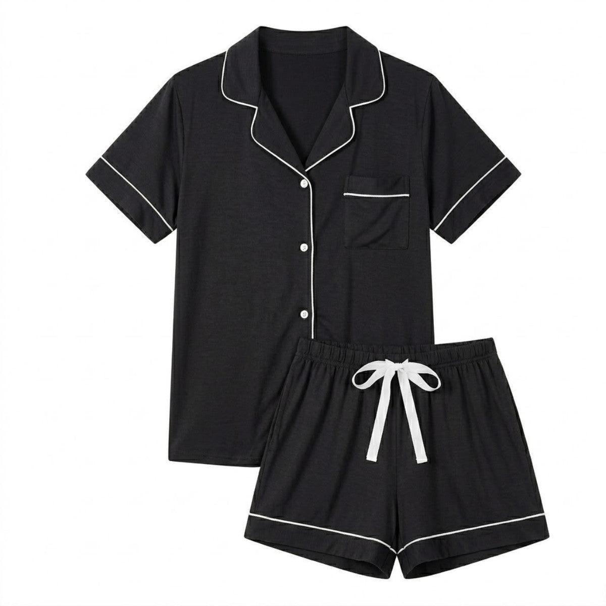MPJ Alaise Women's Bamboo Pyjamas Short Set – Onyx Black (3 Sizes) - Pupsik Singapore