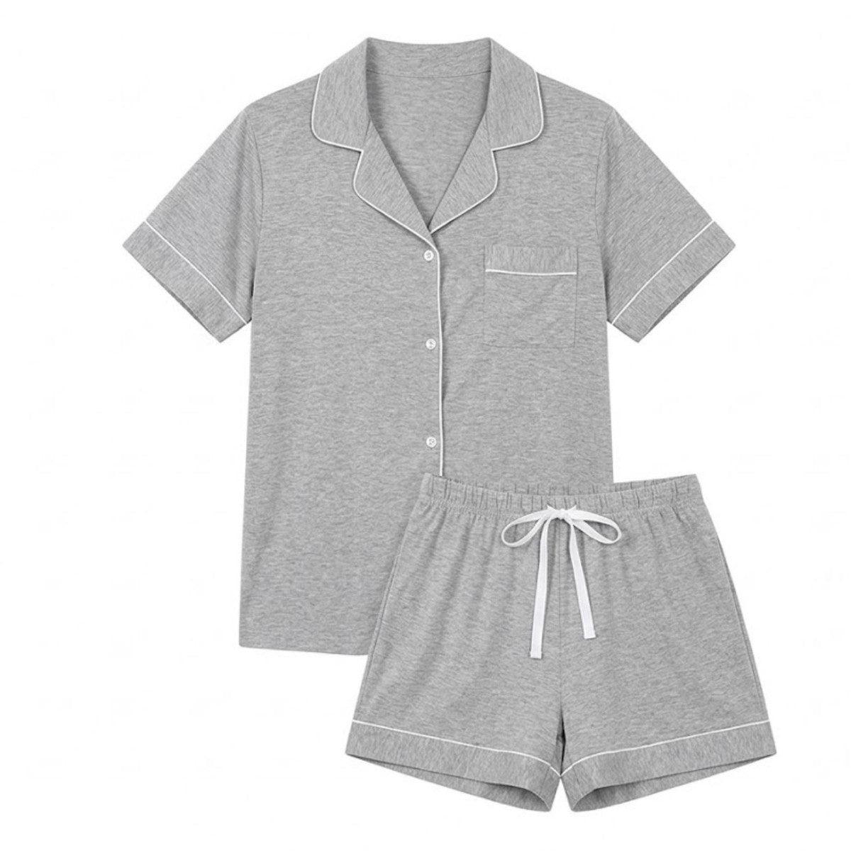 MPJ Alaise Women's Bamboo Pyjamas Short Set – Heather Grey (4 Sizes) - Pupsik Singapore