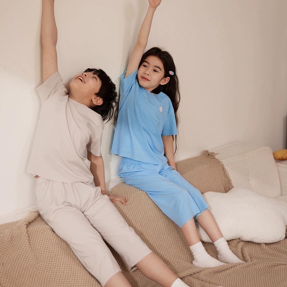 MPJ Kids TENCEL™ Cooling Pyjamas Set - Short Sleeve & Pants (2 Colors) | 9Y+ - Pupsik Singapore