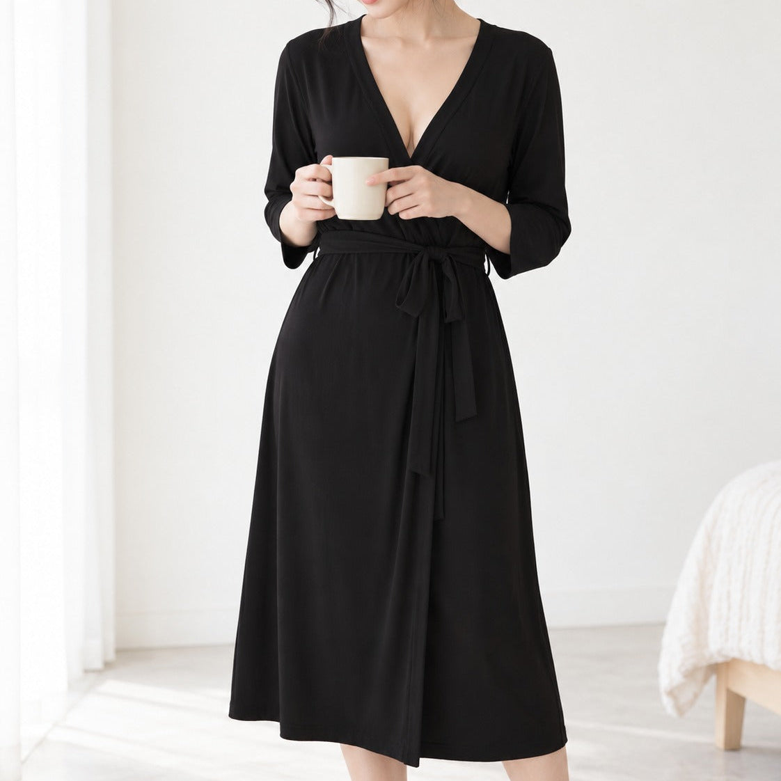 MPJ Bamboo Mom Robe - Black (4 Sizes)