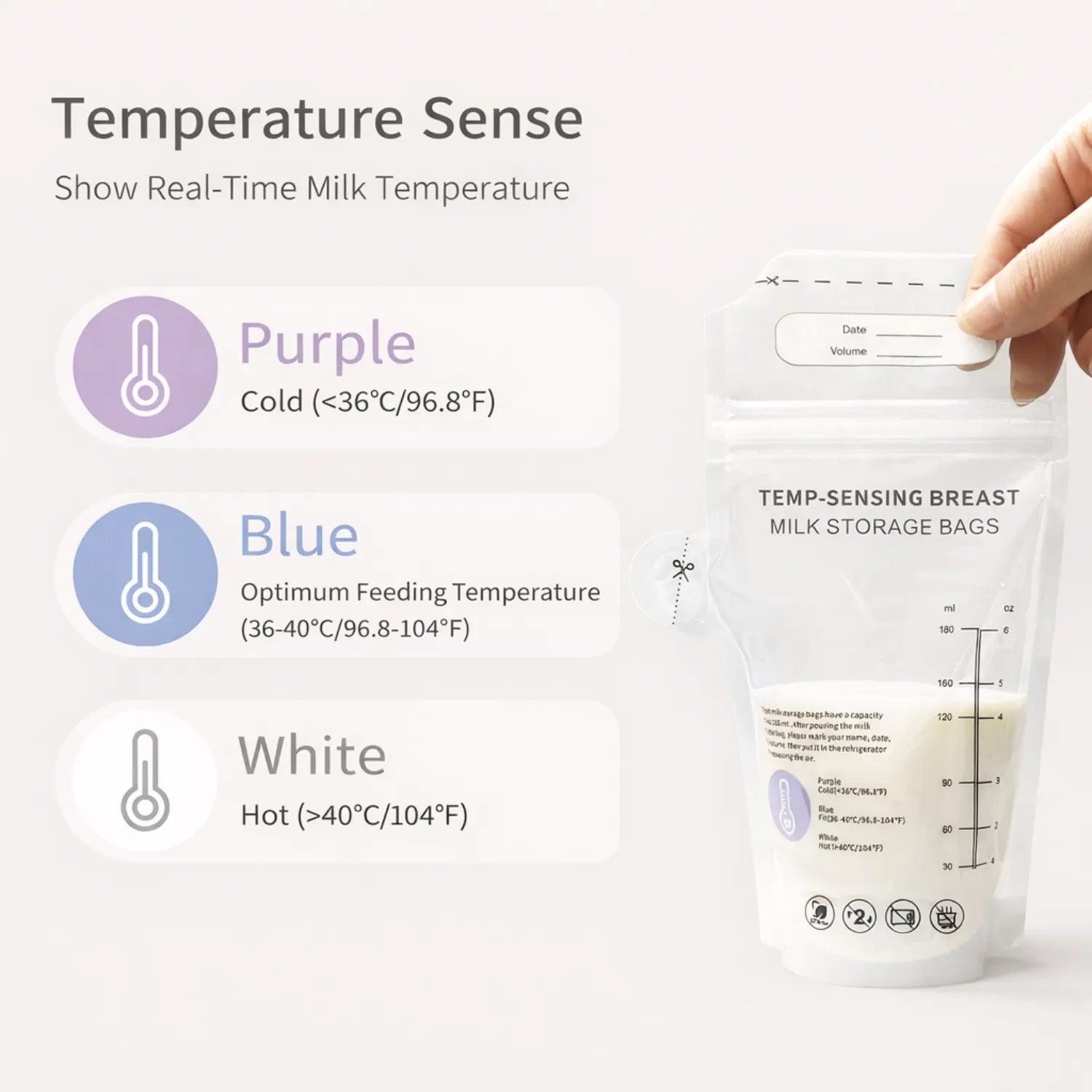 MPJ Temp-Sensing Breast Milk Storage Bags, 180ml (30pcs) - Pupsik Singapore