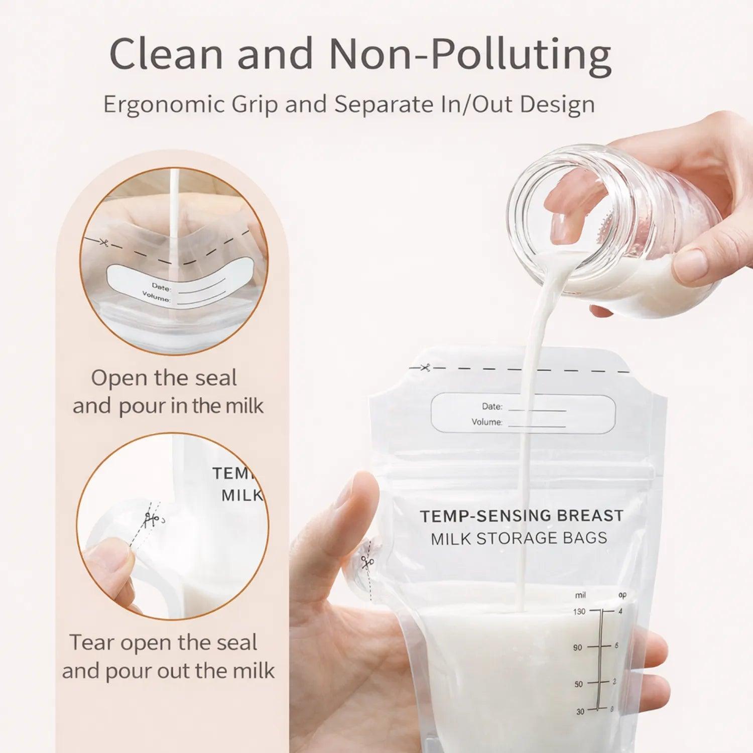 MPJ Temp-Sensing Breast Milk Storage Bags, 180ml (30pcs) - Pupsik Singapore