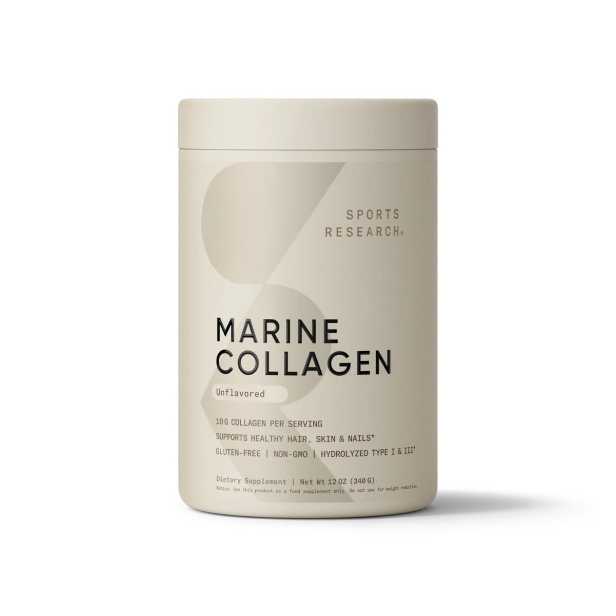 Sports Research Marine Collagen Peptides, 12oz / 34 Servings - Unflavored (Exp 08/29)
