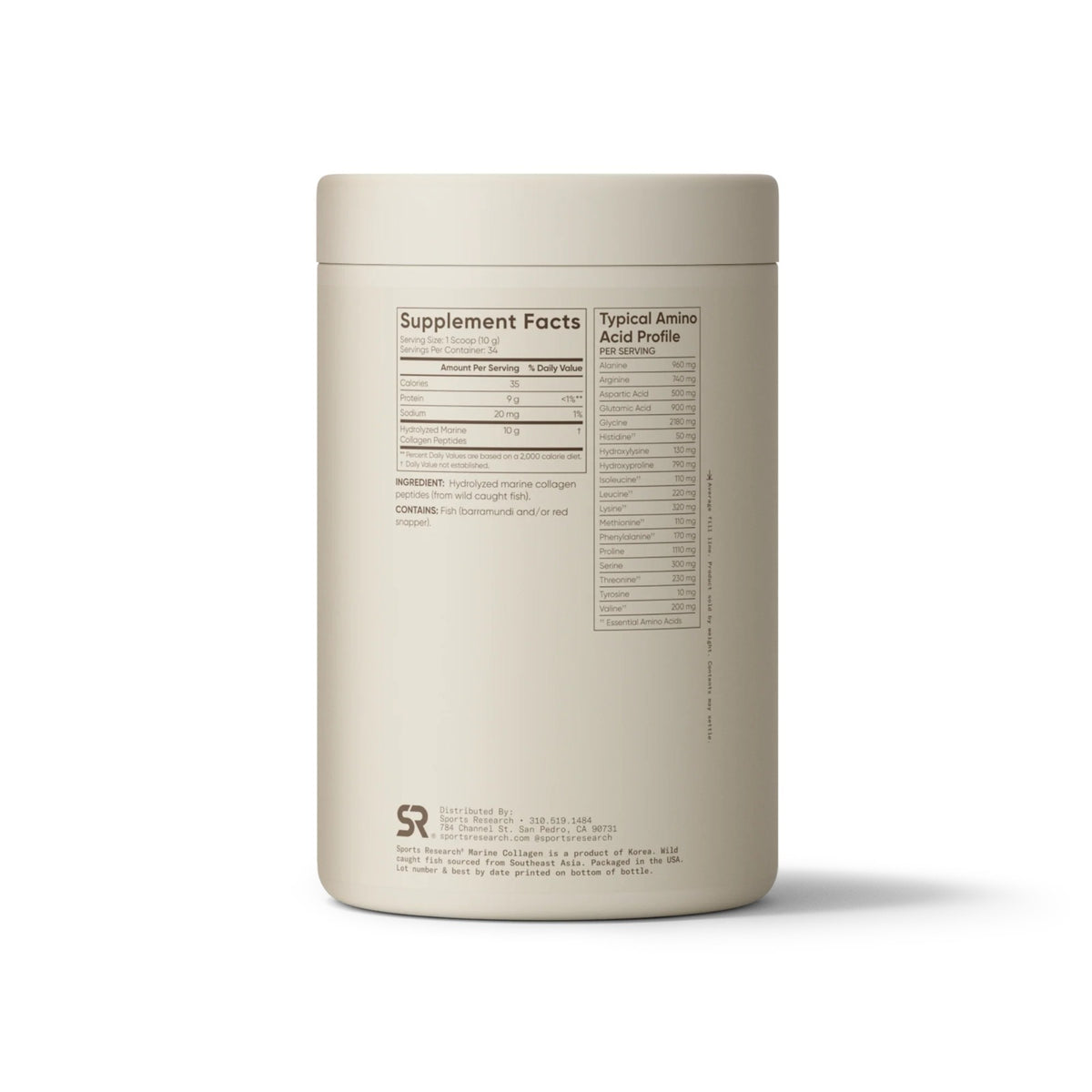 Sports Research Marine Collagen Peptides, 12oz / 34 Servings - Unflavored (Exp 08/29)