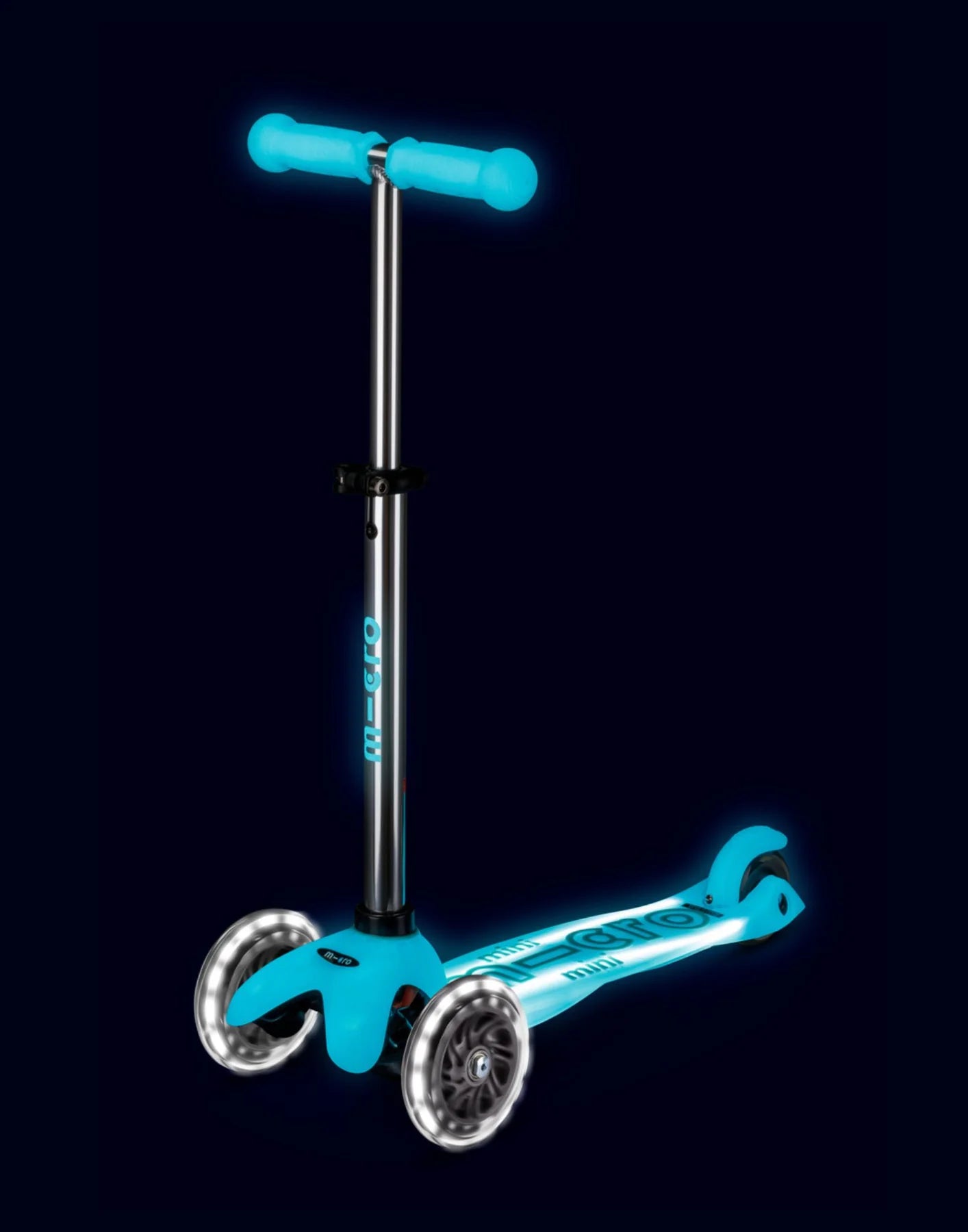 Micro Mini Deluxe Glow LED Plus Scooter (LED Wheels + Deck) - Glacier Aqua