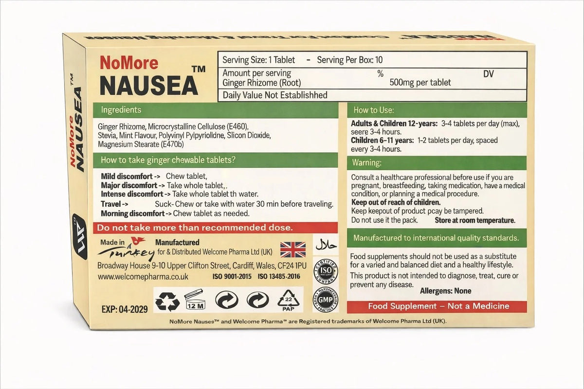 NoMore Nausea Comfort Travel & Morning Nausea Chewable Tablets, 10s (Exp 04/29) - Pupsik Singapore