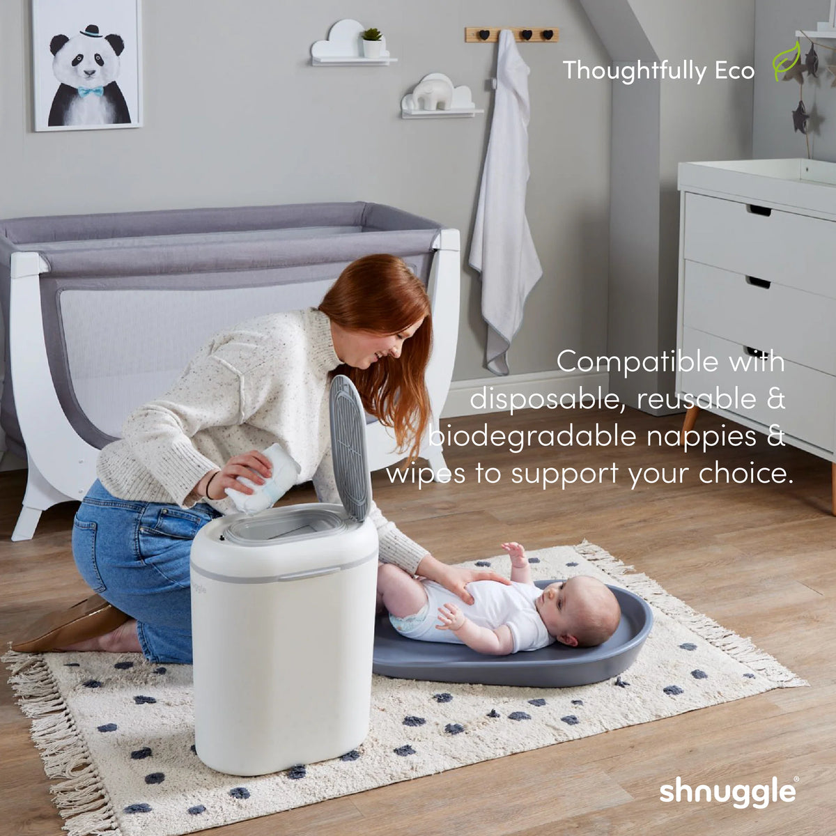 Shnuggle Eco-Touch Nappy Bin (2 Colors) | Diaper Bin